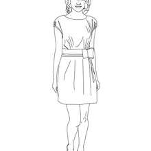 Selena Gomez beautiful dress coloring page - Coloring page - FAMOUS PEOPLE Coloring pages - SELENA GOMEZ coloring pages