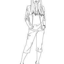Selena gomez seated coloring pages 