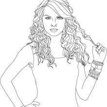 Taylor Swift curly hair coloring page