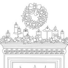 Christmas chaplet, candles and chimney coloring page - Coloring page - HOLIDAY coloring pages - CHRISTMAS coloring pages - CHRISTMAS CHIMNEY coloring pages