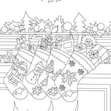 Stockings filled with gifts coloring page