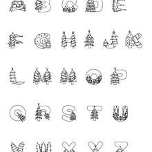Christmas tree alphabet letters coloring page - Coloring page - ALPHABET coloring pages - CHRISTMAS TREE letters of alphabet coloring pages