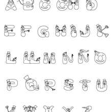 Spanish Snowman letters coloring page - Coloring page - ALPHABET coloring pages - SPANISH ALPHABET coloring pages - CHRISTMAS SPANISH ABC coloring pages