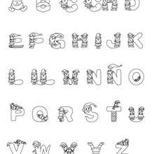 Spanish Santa claus letters coloring page - Coloring page - ALPHABET coloring pages - SPANISH ALPHABET coloring pages - CHRISTMAS SPANISH ABC coloring pages