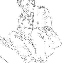 Robert Pattinson squatted coloring page