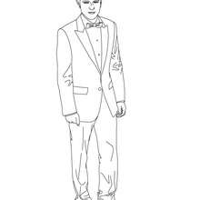 Robert Pattinson in men's suit coloring page