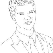 Taylor Lautner smiling close-up coloring page - Coloring page - FAMOUS PEOPLE Coloring pages - Taylor LAUTNER coloring pages