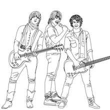 Jonas Brothers with guitars coloring page - Coloring page - FAMOUS PEOPLE Coloring pages - JONAS BROTHERS coloring pages