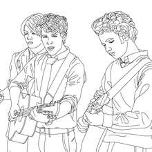 Jonas Brothers playing guitar coloring page
