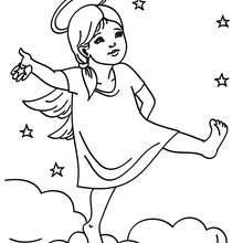Christmas angel in the sky coloring page - Coloring page - HOLIDAY coloring pages - CHRISTMAS coloring pages - CHRISTMAS ANGEL coloring pages