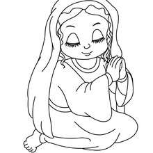 Virgin Mary seated coloring page - Coloring page - HOLIDAY coloring pages - CHRISTMAS coloring pages - NATIVITY coloring pages - JESUS coloring pages
