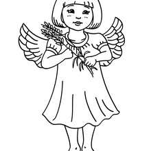 Christmas angel with holly coloring page - Coloring page - HOLIDAY coloring pages - CHRISTMAS coloring pages - CHRISTMAS ANGEL coloring pages