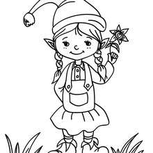 Christmas girl elf coloring page
