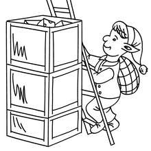 Christmas sprite in Santa's factory coloring page