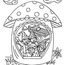 Christmas elves house coloring page