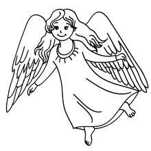 Christmas angel with long wings coloring page - Coloring page - HOLIDAY coloring pages - CHRISTMAS coloring pages - CHRISTMAS ANGEL coloring pages