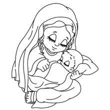 Jesus and Virgin Mary coloring page