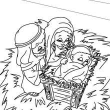 Mary, Joseph and Jesus coloring page