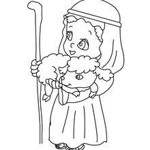Shepherd man with lamb in his arms coloring page - Coloring page - HOLIDAY coloring pages - CHRISTMAS coloring pages - NATIVITY coloring pages - NATIVITY CHARACTERS coloring pages