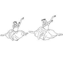 Scene with 2 ballet dancers coloring page - Coloring page - SPORT coloring pages - DANCE coloring pages - BALLET DANCERS coloring pages