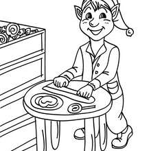 Christmas elves making christmas sweets and loolipops coloring page - Coloring page - HOLIDAY coloring pages - CHRISTMAS coloring pages - CHRISTMAS ELVES coloring pages