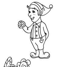 Funny Christmas elves stealing and eating some christmas sweets coloring page - Coloring page - HOLIDAY coloring pages - CHRISTMAS coloring pages - CHRISTMAS ELVES coloring pages