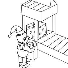 Christmas elf repairing a machine in the santa claus factory coloring page - Coloring page - HOLIDAY coloring pages - CHRISTMAS coloring pages - CHRISTMAS ELVES coloring pages