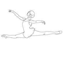 Girl dancer performing a split jump with arms in 4th position coloring page