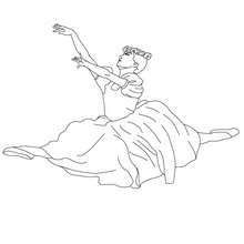 Ballerina performing a grand jete coloring page
