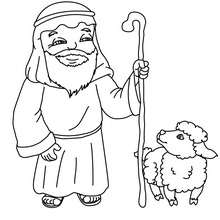 Shepherd old man with lamb at his side coloring page - Coloring page - HOLIDAY coloring pages - CHRISTMAS coloring pages - NATIVITY coloring pages - NATIVITY CHARACTERS coloring pages