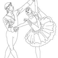 Couple of ballet dances performing an arabesque coloring page - Coloring page - SPORT coloring pages - DANCE coloring pages - DANCERS coloring pages