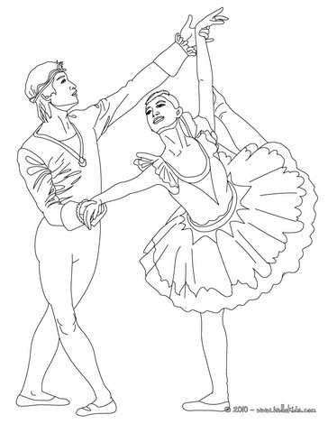 Couple of ballet dances performing an arabesque coloring pages ...