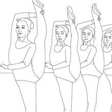 Another ballet class with dancers at the barre coloring page