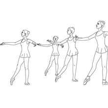Ballet class with dancers performing degagé with ballerr shoes coloring page