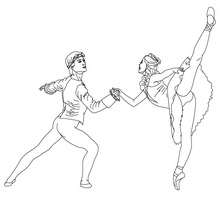 Ballet dancers dancing coloring page