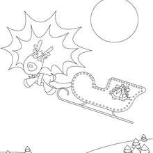 Comet, reindeers and sleigh coloring page