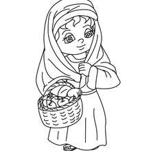 Villager woman with basket of apples coloring page - Coloring page - HOLIDAY coloring pages - CHRISTMAS coloring pages - NATIVITY coloring pages - NATIVITY CHARACTERS coloring pages