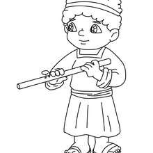 Villager man with flute coloring page