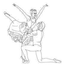 Ballet dancers performing a porte coloring page