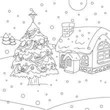 Christmas landscape the snow coloring page - Coloring page - HOLIDAY coloring pages - CHRISTMAS coloring pages - CHRISTMAS TREE coloring pages - CHRISTMAS TREE IDEAS coloring page