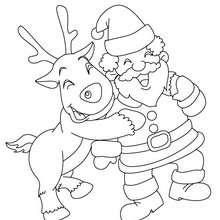 Dasher and Santa coloring page