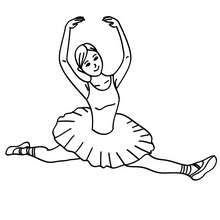Ballerina performing a sitting straddle split coloring page