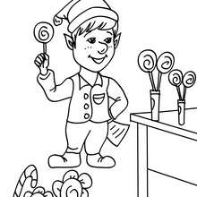 Christmas elves working in the lollipops laboratory coloring page - Coloring page - HOLIDAY coloring pages - CHRISTMAS coloring pages - CHRISTMAS ELVES coloring pages
