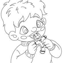 Kid eating christmas cookie coloring page - Coloring page - HOLIDAY coloring pages - CHRISTMAS coloring pages - CHRISTMAS COOKIES coloring pages