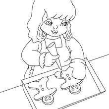 Girl making christmas cookies coloring page - Coloring page - HOLIDAY coloring pages - CHRISTMAS coloring pages - CHRISTMAS COOKIES coloring pages