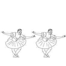 2 ballet dancers performing a reverence coloring page - Coloring page - SPORT coloring pages - DANCE coloring pages - BALLET DANCERS coloring pages