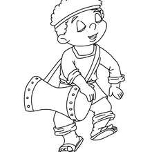 Villager man with tambor coloring page