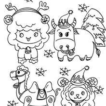 Various animals coloring page - Coloring page - HOLIDAY coloring pages - CHRISTMAS coloring pages - NATIVITY coloring pages - NATIVITY ANIMALS coloring pages