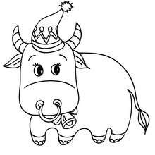 Xmas ox coloring page - Coloring page - HOLIDAY coloring pages - CHRISTMAS coloring pages - NATIVITY coloring pages - NATIVITY ANIMALS coloring pages