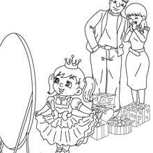 Girl fancy dress gift coloring page